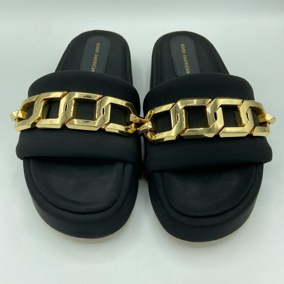 Good American Chain Platform Slides Size 9.5 Black Neoprene‎ Flatform Sandals - Picture 2 of 13